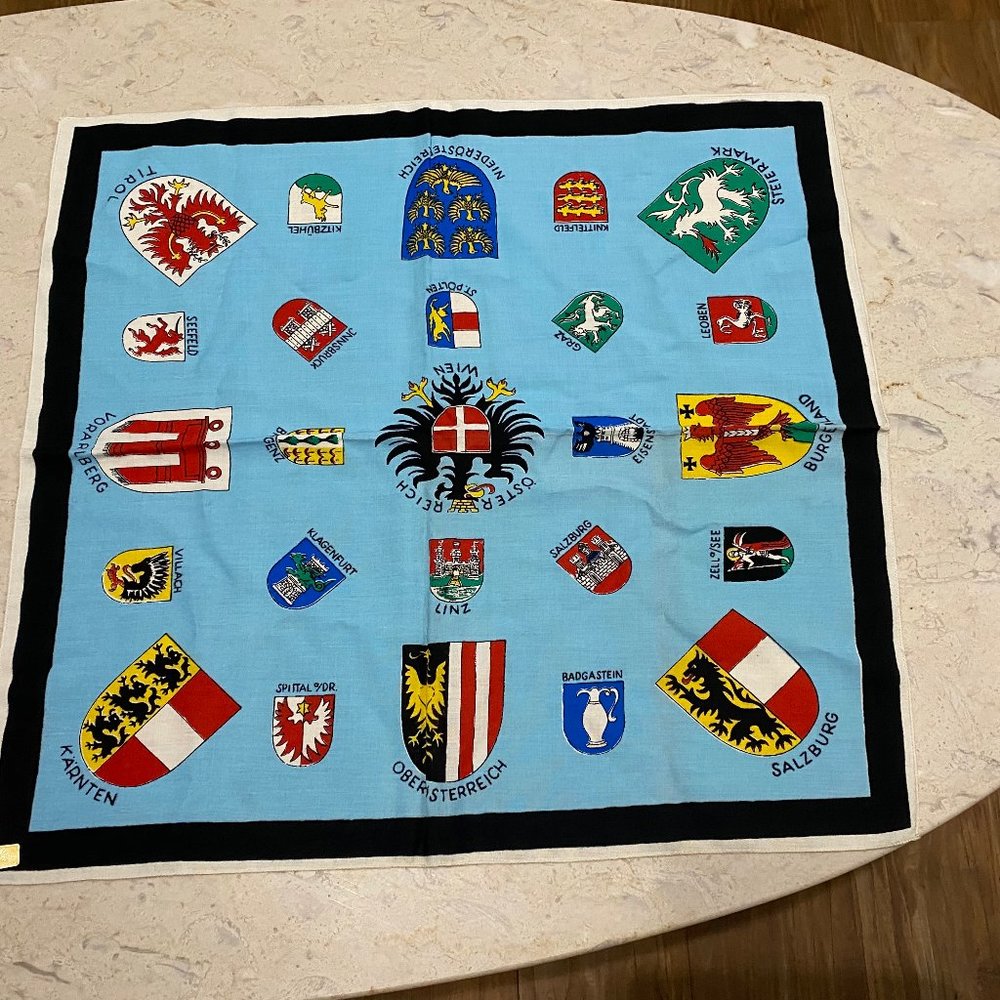 Vintage Austria Flag Coat of Arms Scarf Bandanna